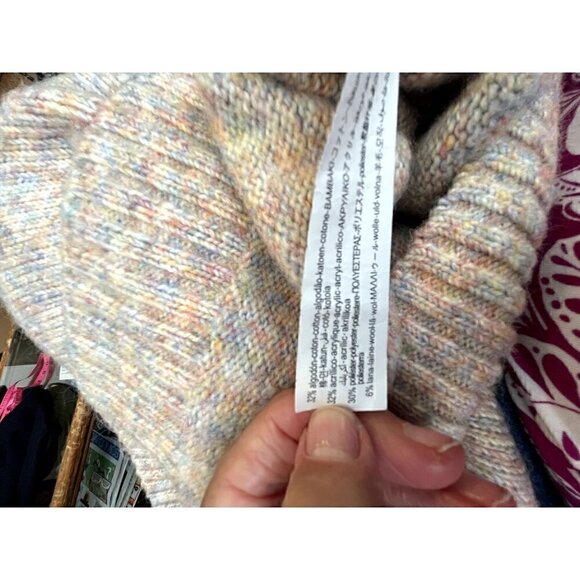 Zara Women's Cream Long Sleeve Medium Cotton, Wool Blend Knit Sweater - Picture 3 of 10